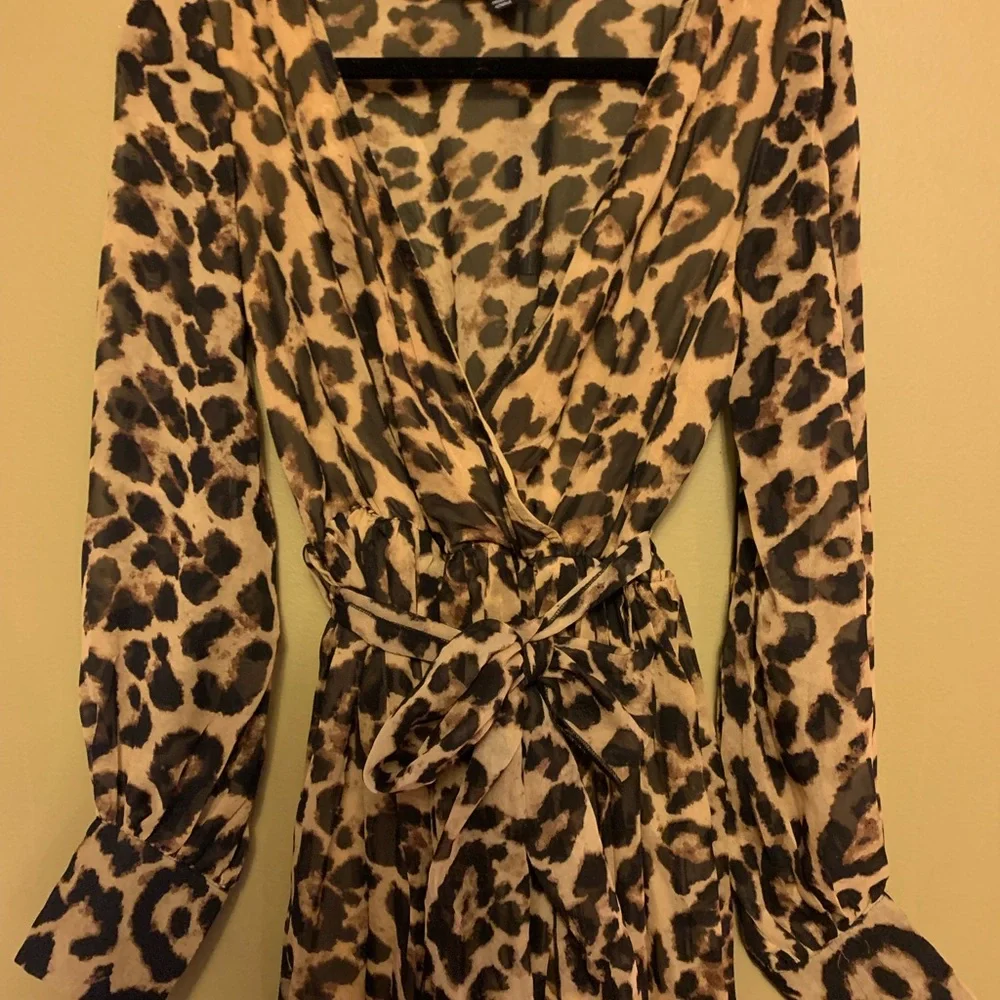 Leopard Maxi Dress w 2 Front Slits - Picture 3 of 5